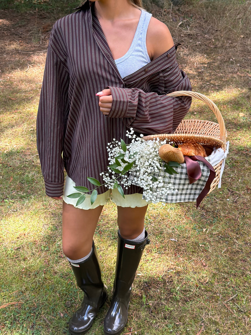 Thalia Loose Fit Shirt - Dark Brown Stripe