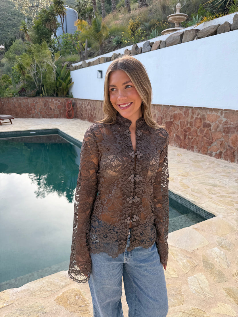 Jolene Lace Shirt - Army Green