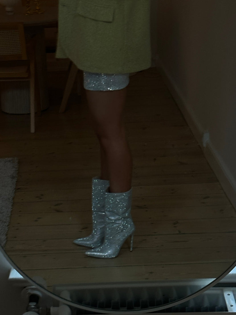 Selma Rhinestone Boots - Silver
