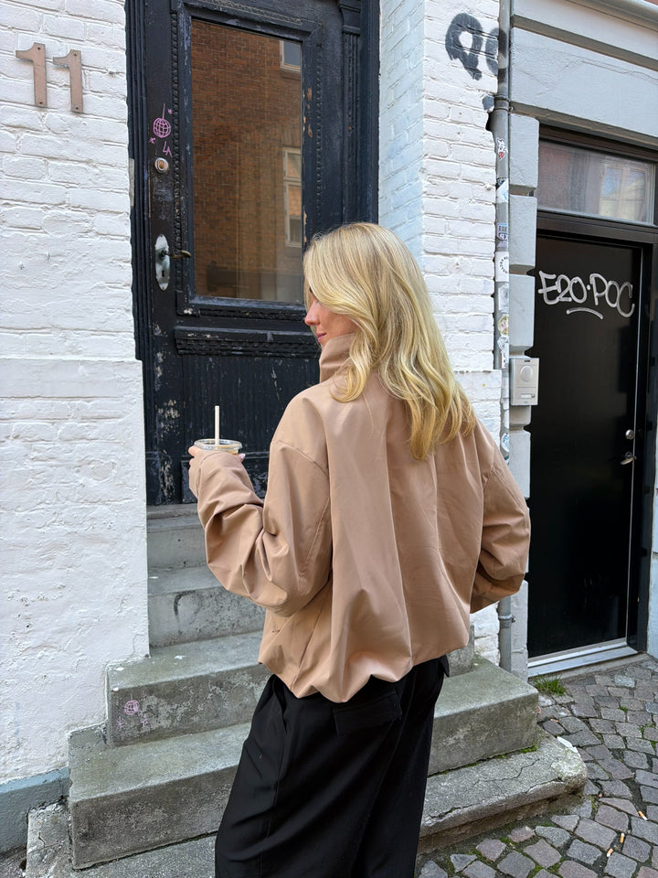 Noelle Balloon Bomber Jacket - Dark Beige