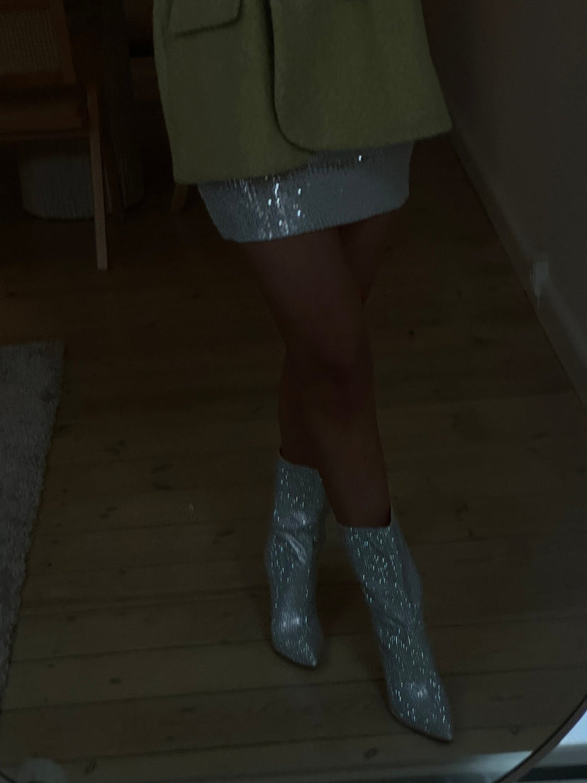 Selma Rhinestone Boots - Silver