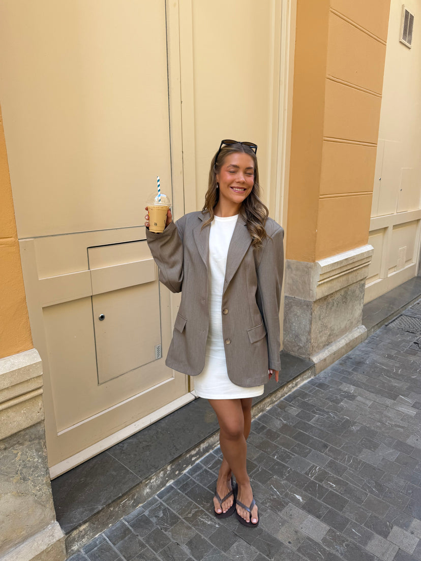 Carly Boyfriend Fit Blazer - Beige Melange