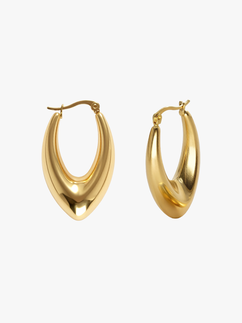 Lillian Oval Hoop Earrings - Gold Plated
