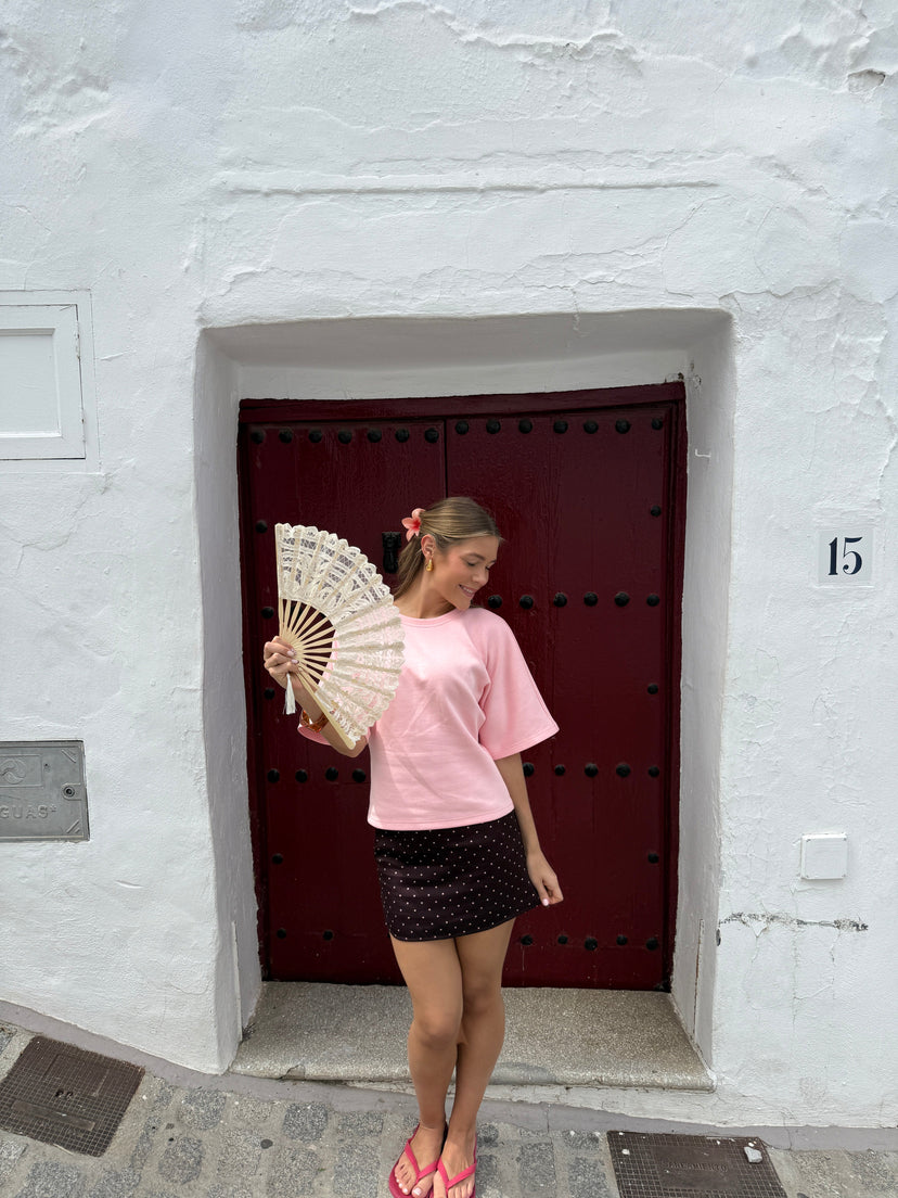 Bamboo Lace Fan - Off White