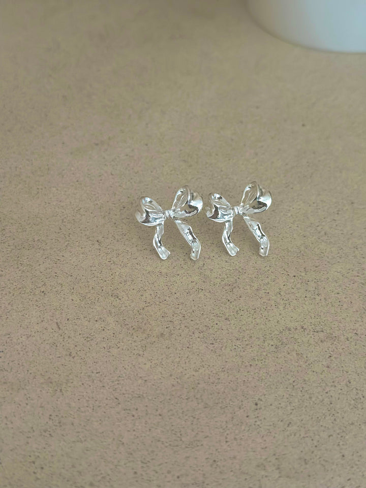 Caro Bow Earrings - Silver Plated