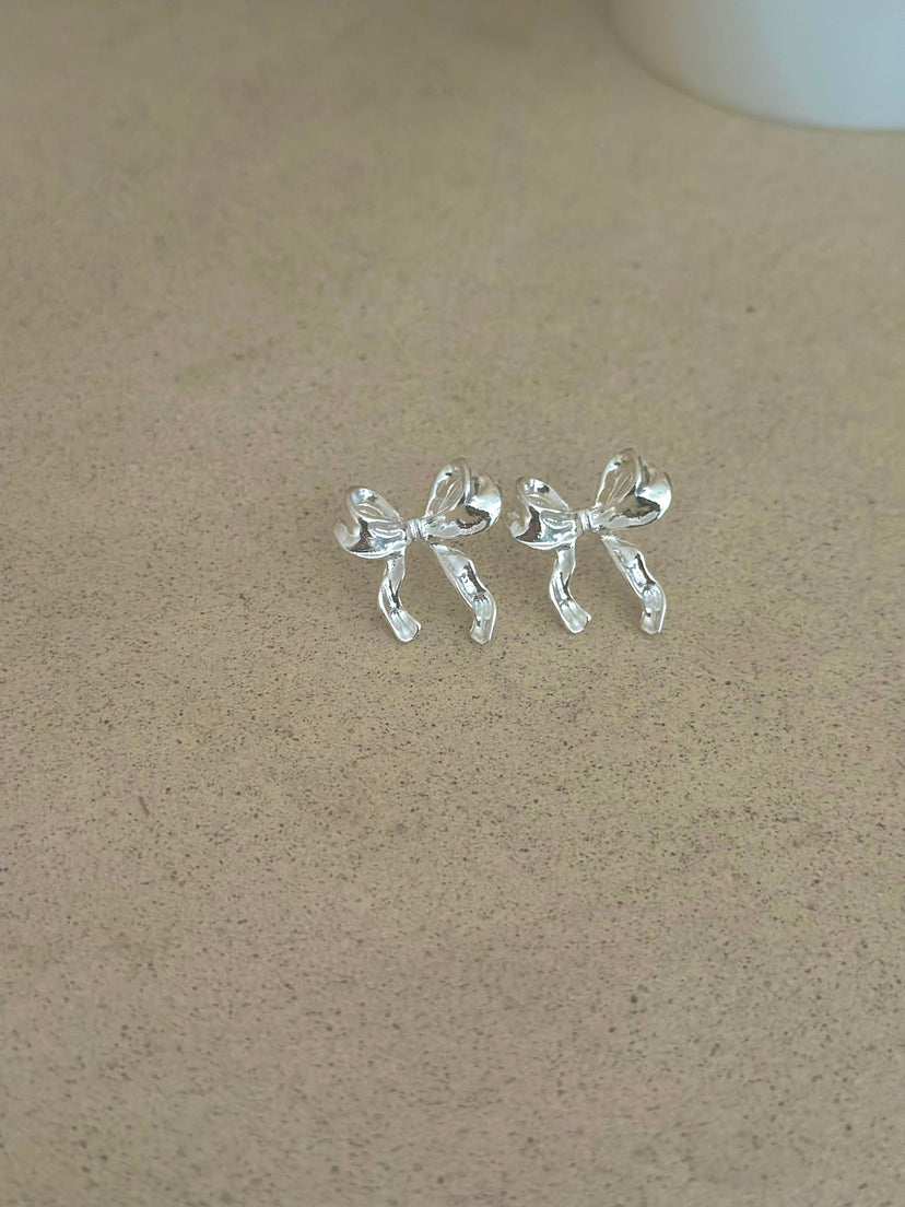 Caro Bow Earrings - Silver Plated