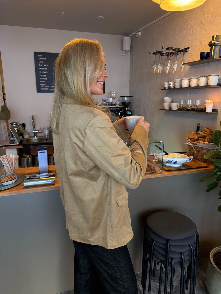 Agnes Faux Suede Blazer - Taupe