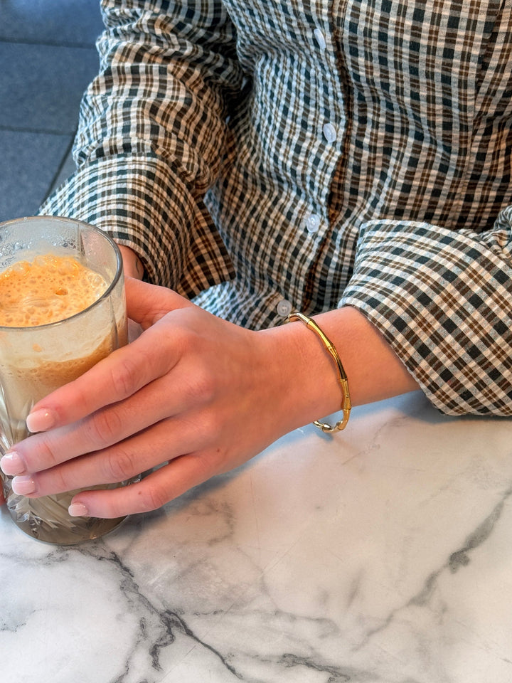 Mona Bamboo Bangle - Gold Plated