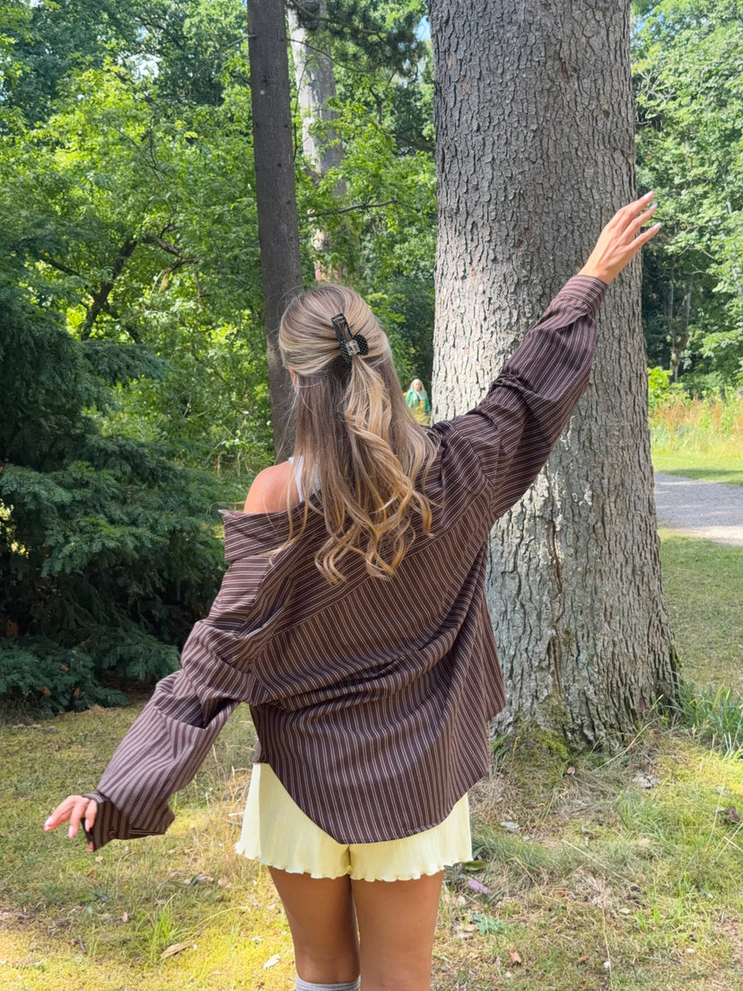 Thalia Loose Fit Shirt - Dark Brown Stripe