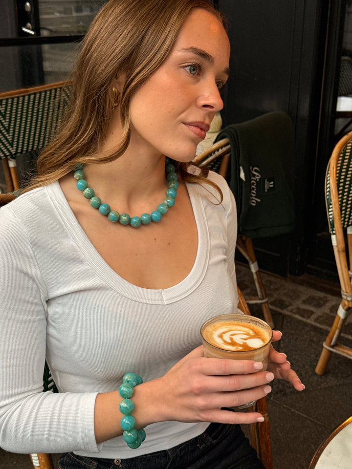 Joanna Pearl Necklace - Turquoise Blue
