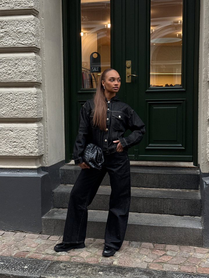 Luna Hooded Denim Jacket - Black Rinse