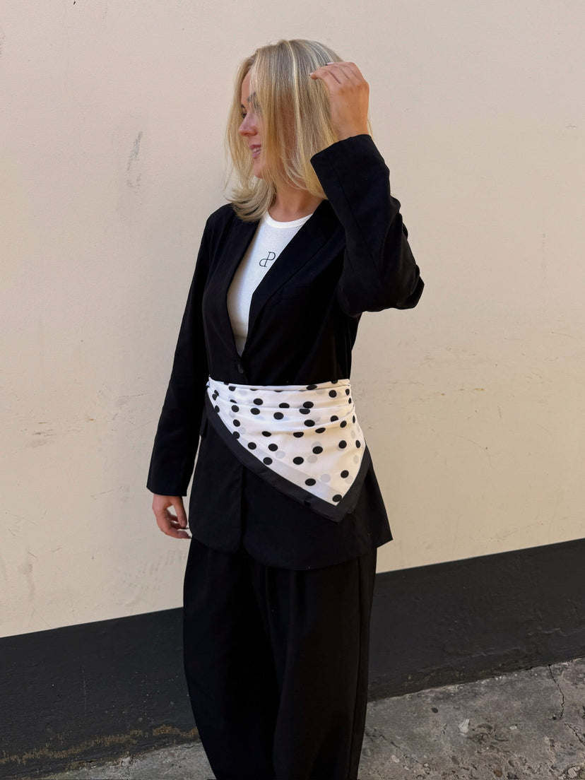 Medium Satin Scarf - White Dot