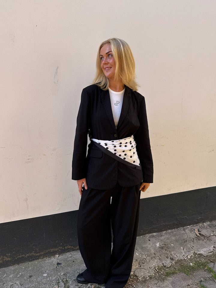 Medium Satin Scarf - White Dot