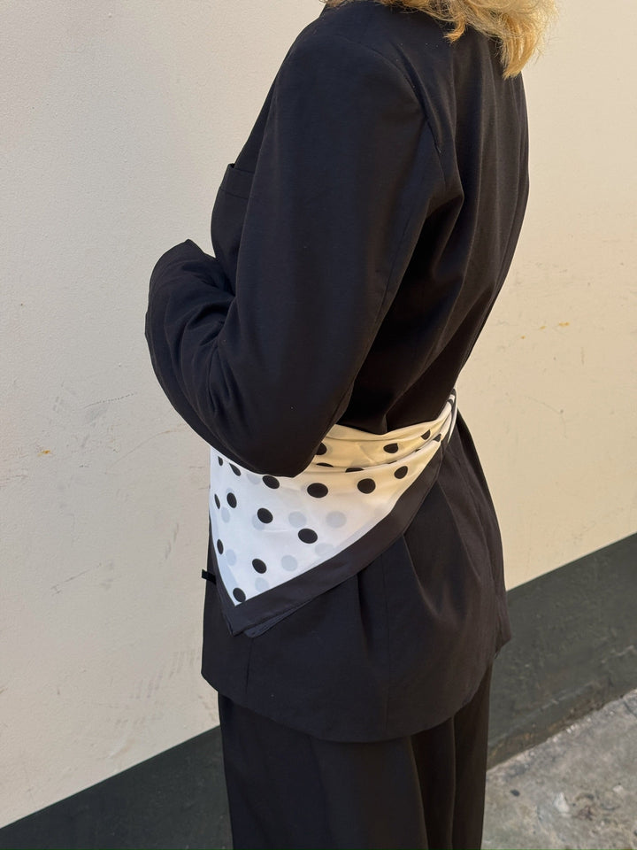 Medium Satin Scarf - White Dot