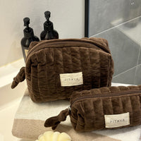 Velvet Makeup Bag Medium - Dark Brown
