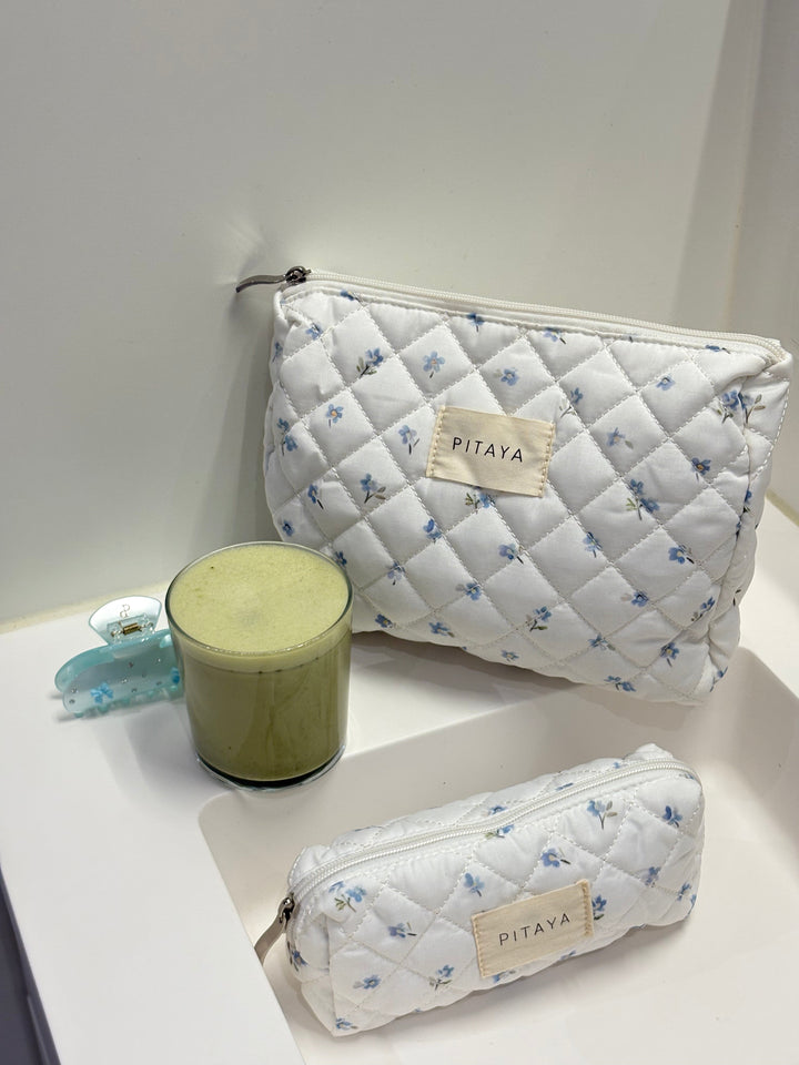 Small Makeup Bag - White Cute Flower