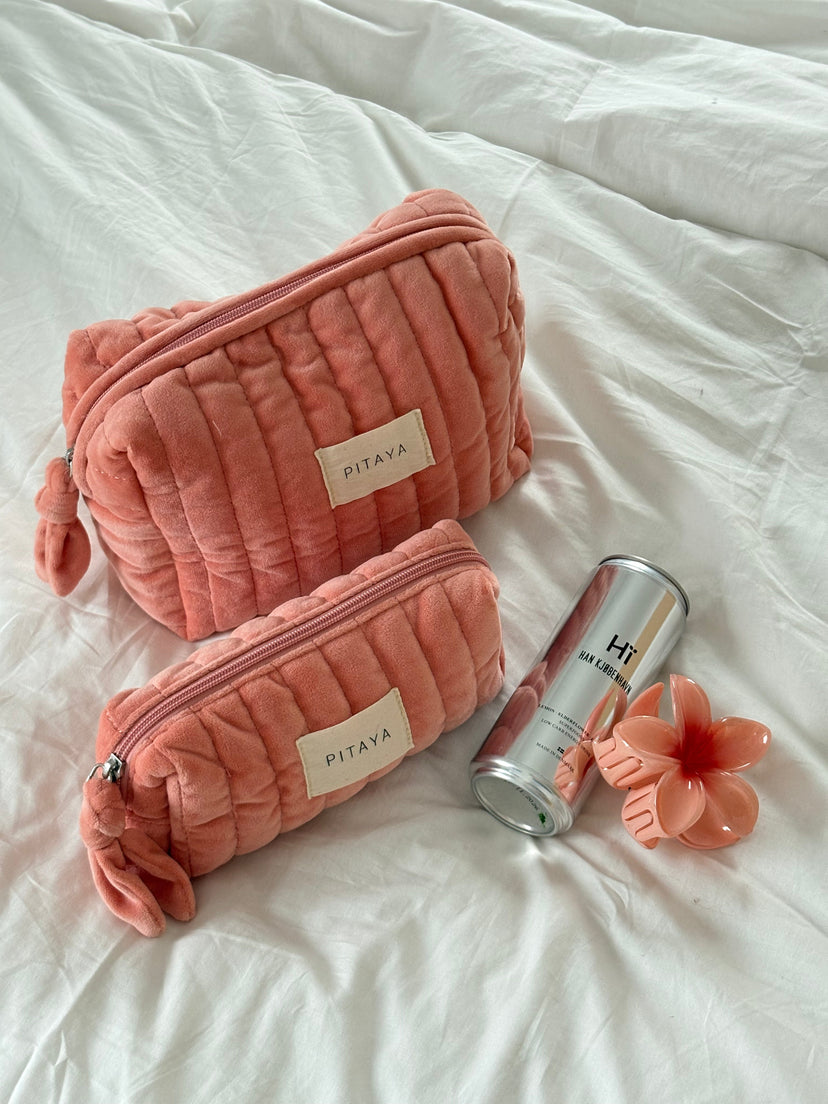 Velvet Makeup Bag Small - Dusty Coral