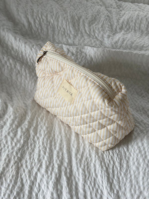 Medium Triangle Makeup Bag - Yellow Stripe
