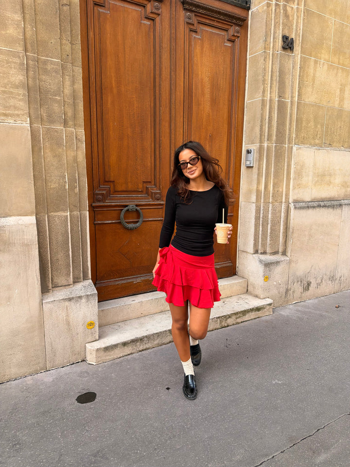Fie Mini Frill Skirt - Vibrant Red
