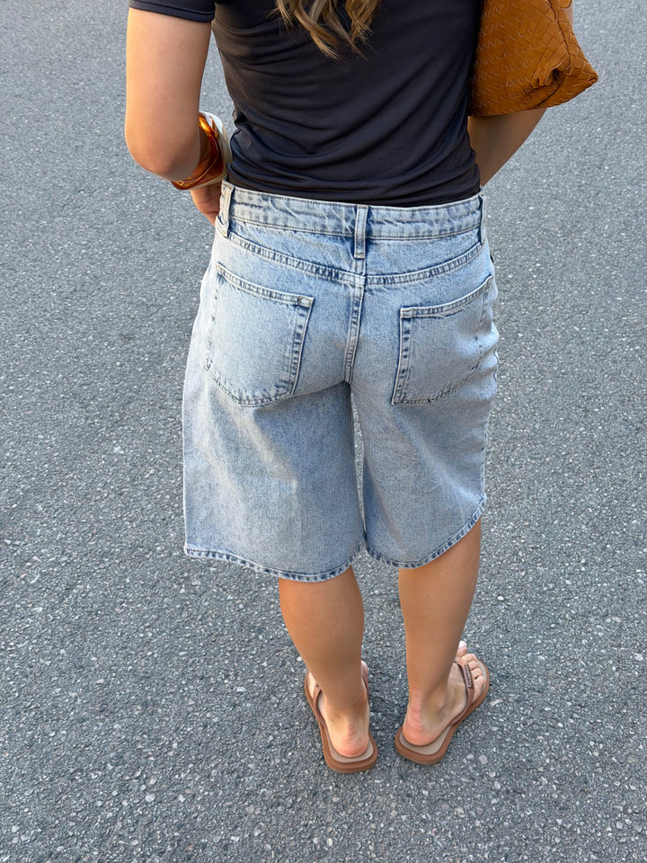 Luna Denim Bermuda Shorts - Light Blue