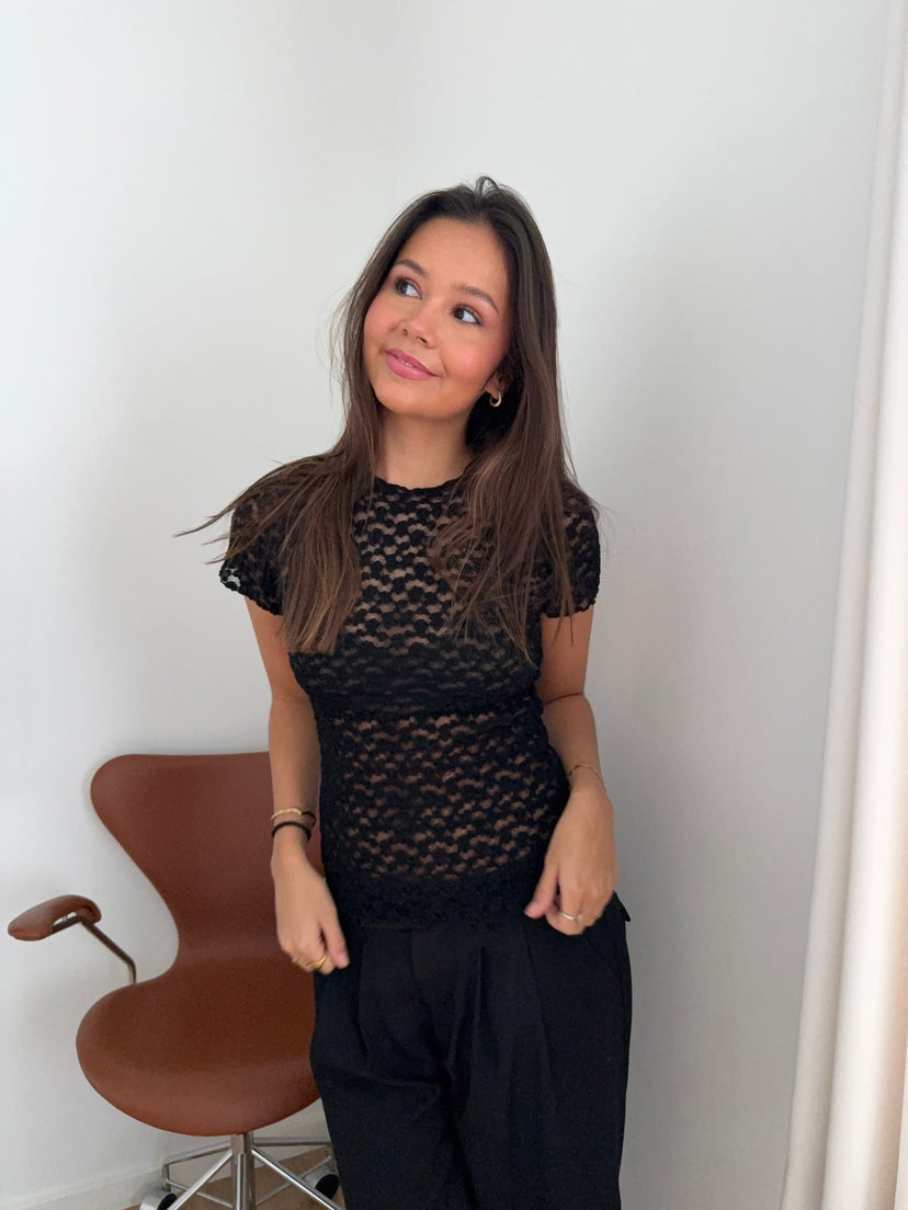 Elisa Lace Tee - Black