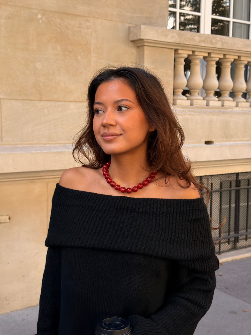 Joanna Pearl Necklace - Red