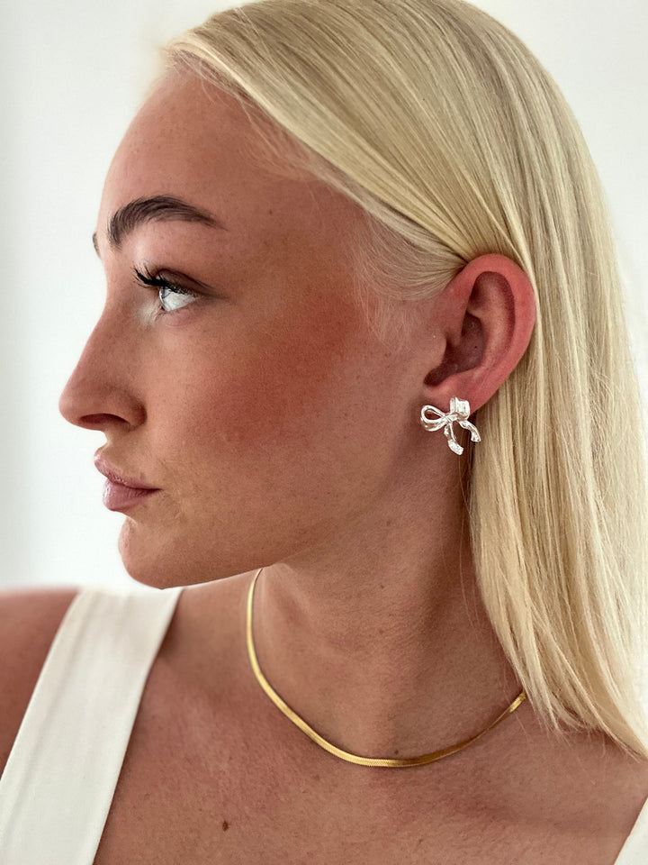 Caro Bow Earrings - Silver Plated