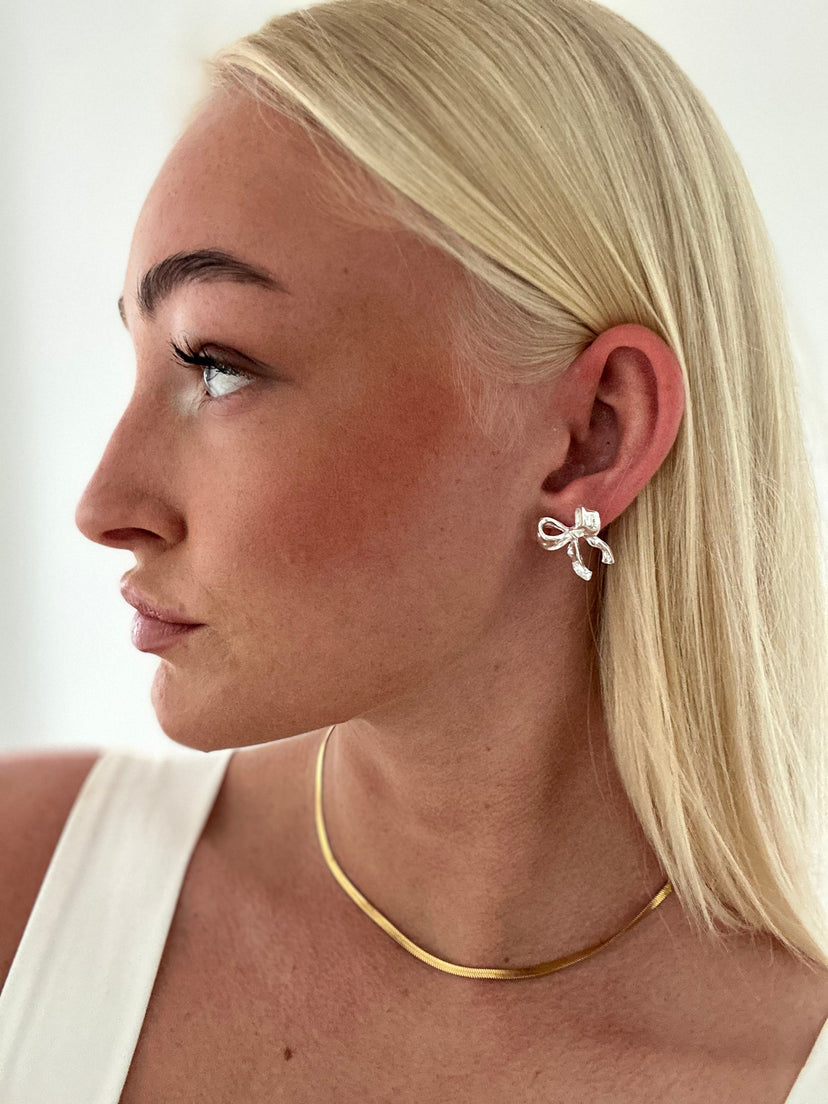 Caro Bow Earrings - Silver Plated
