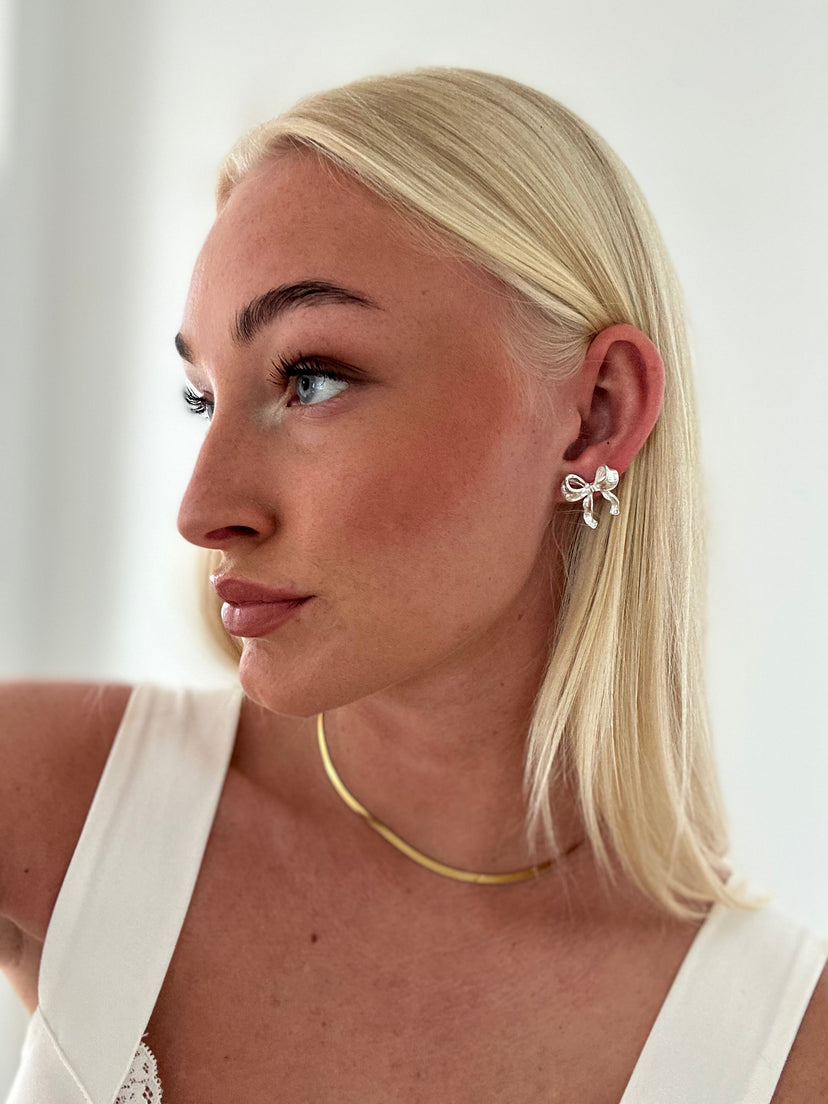 Caro Bow Earrings - Silver Plated