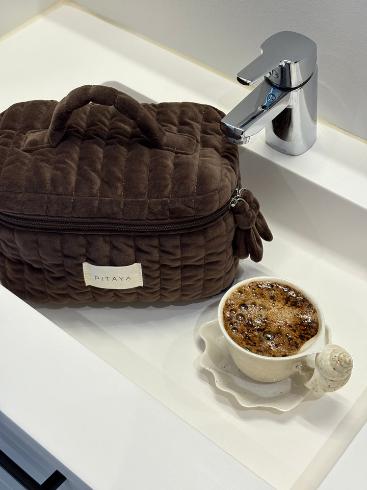 Velvet Makeup Bag Large - Dark Brown