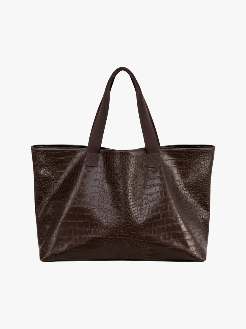 Lara XL Tote Bag - Dark Brown Crocodile