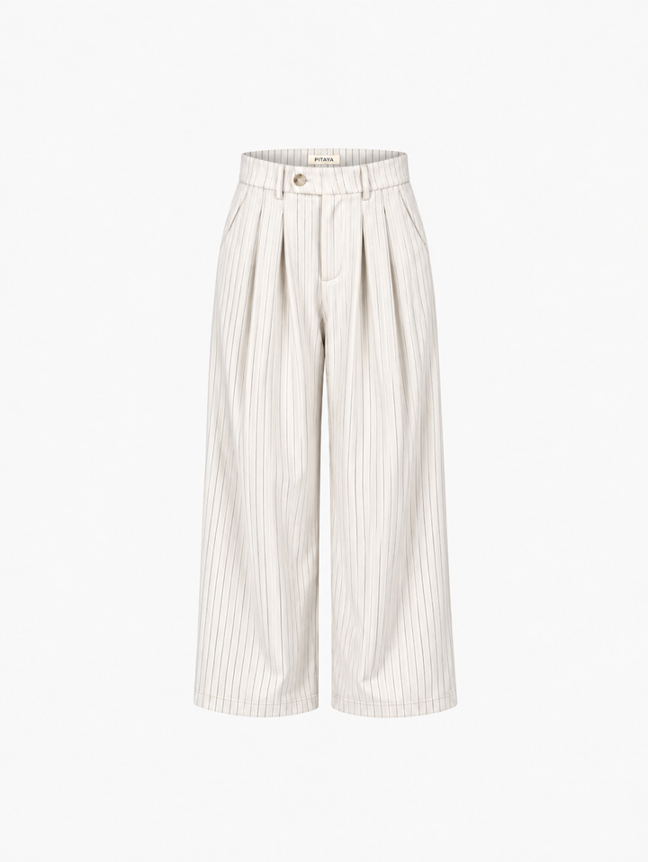 Nora Pants Petit - Cream White Pinstripe