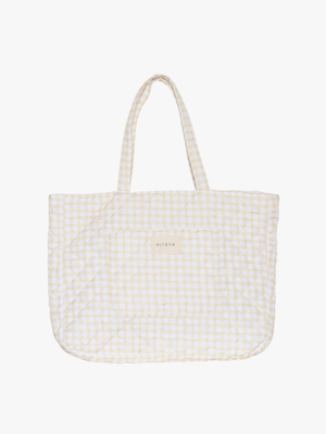 Shay Quilted Tote Bag - Yellow Check