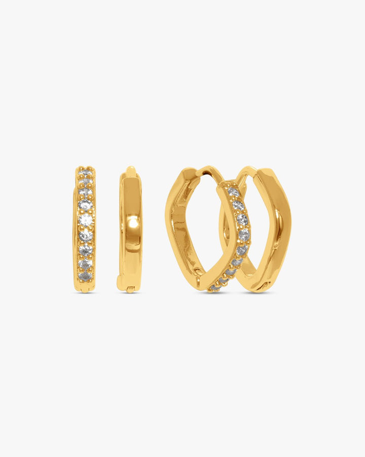 Amelia Square Earrings 2-pack - Gold Plated