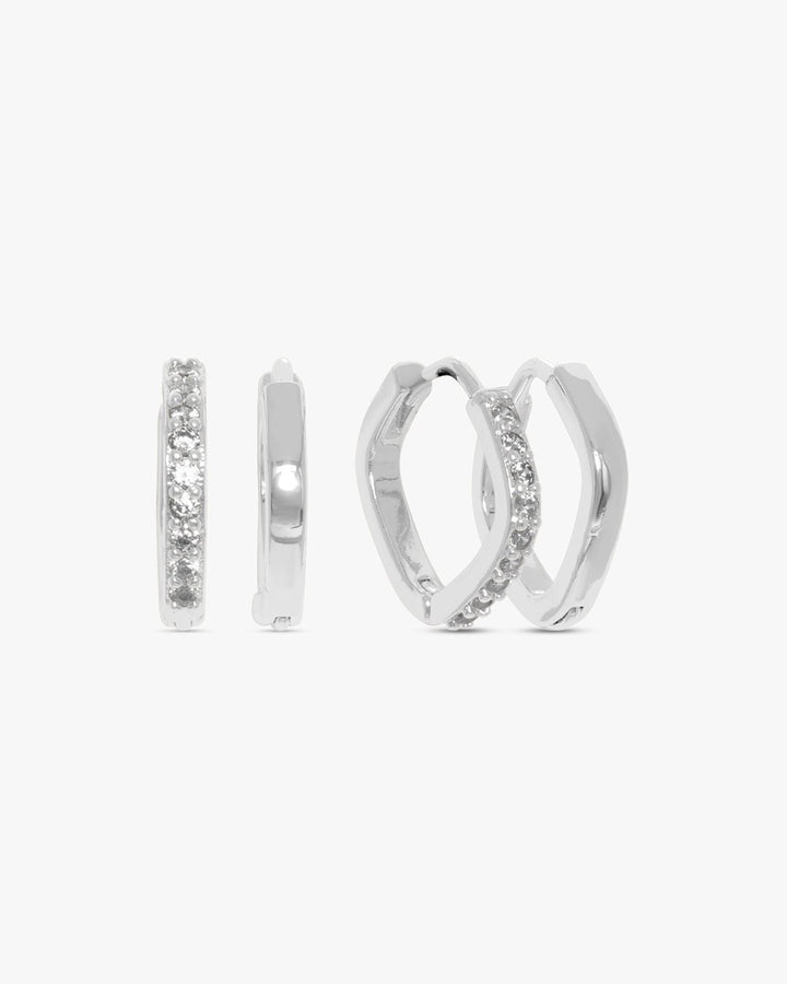 Amelia Square Earrings 2-pack - Silver Plated