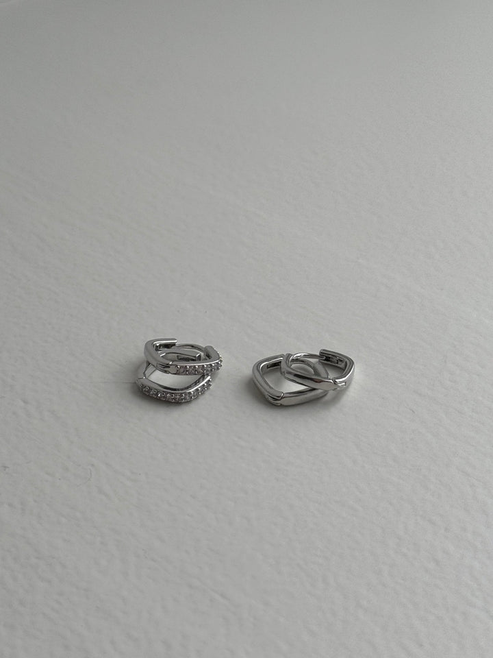 Amelia Square Earrings 2-pack - Silver Plated
