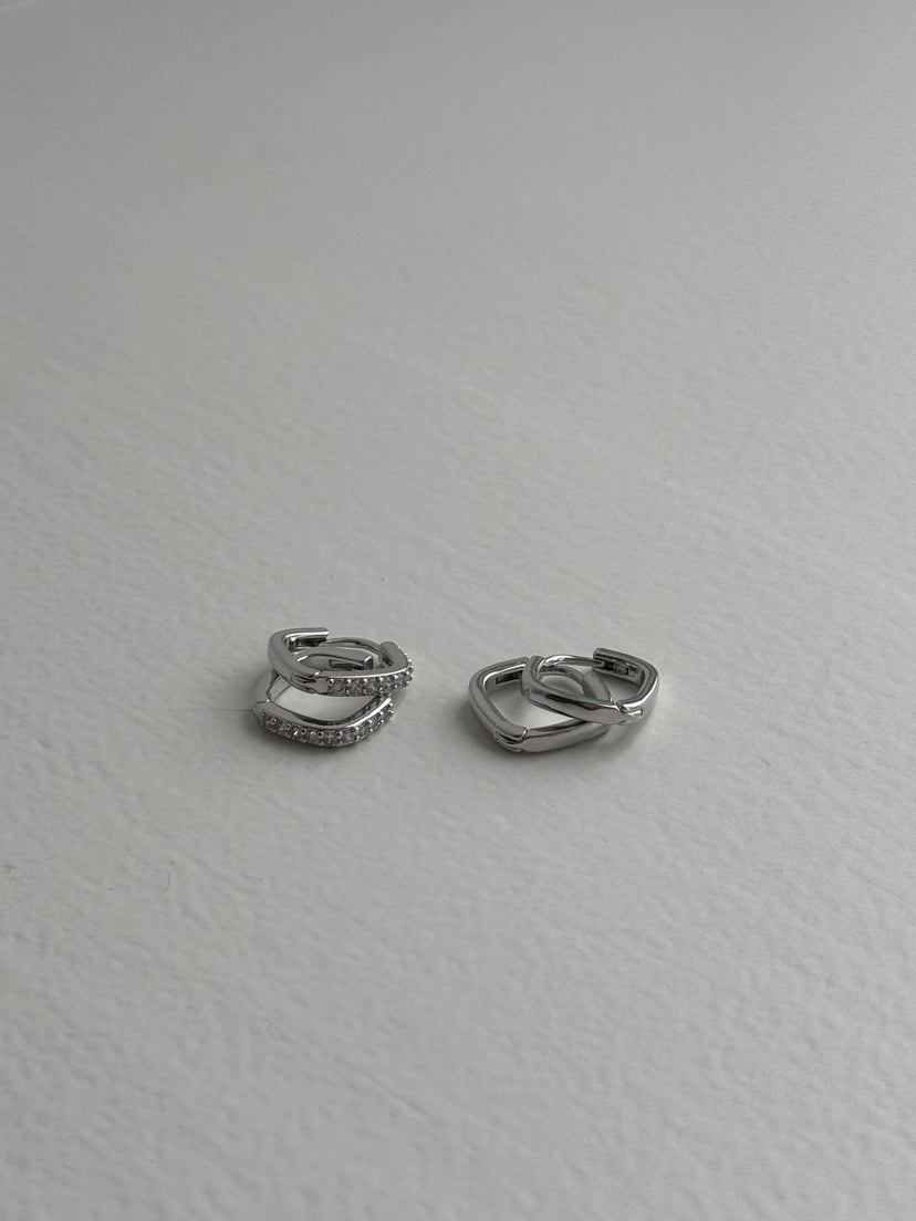 Amelia Square Earrings 2-pack - Silver Plated