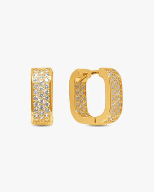 Amy Glitter Square Earrings - Gold Plated