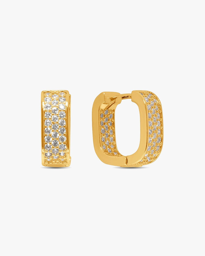 Amy Glitter Square Earrings - Gold Plated