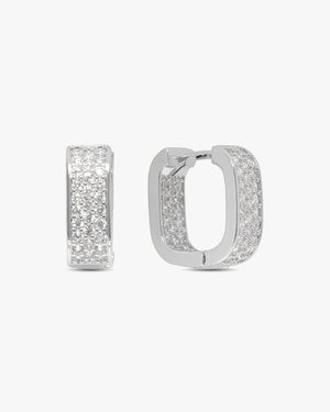 Amy Glitter Square Earrings - Silver Plated