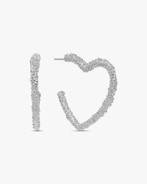 Annemone Heart Earrings - Silver Plated