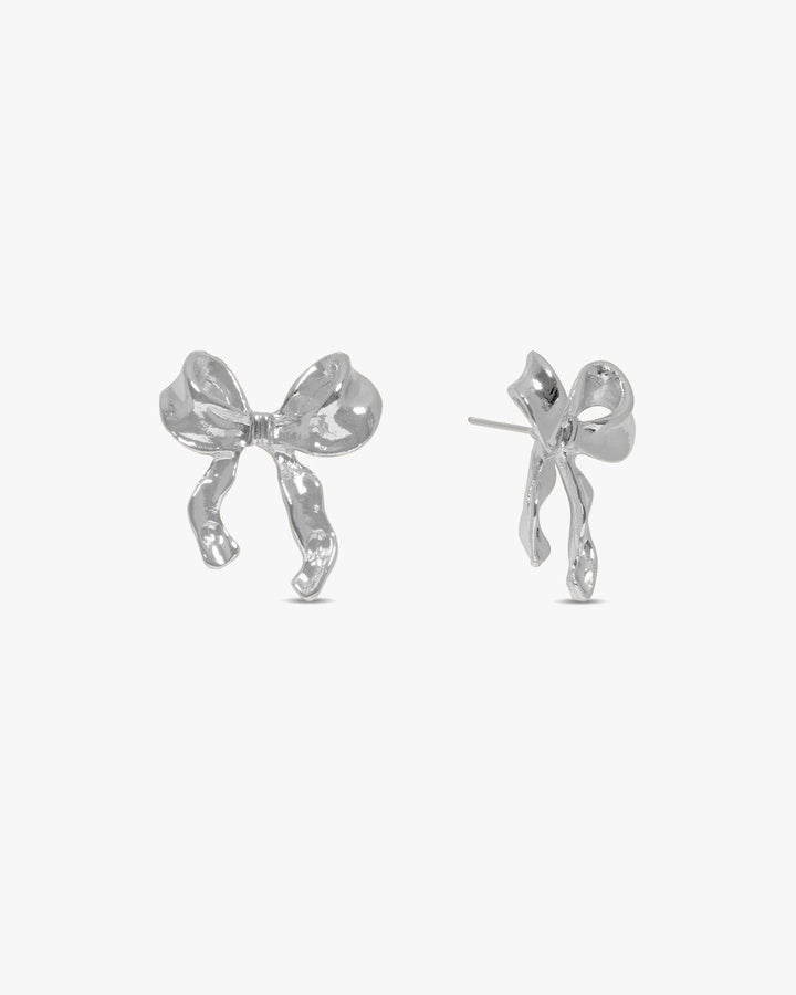 Caro Bow Earrings - Silver Plated