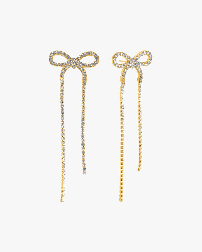 Daisy Bow Glitter Earrings - Gold Plated