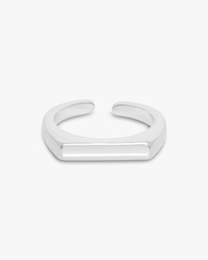 Filine Square Adjustable Ring - Silver Plated