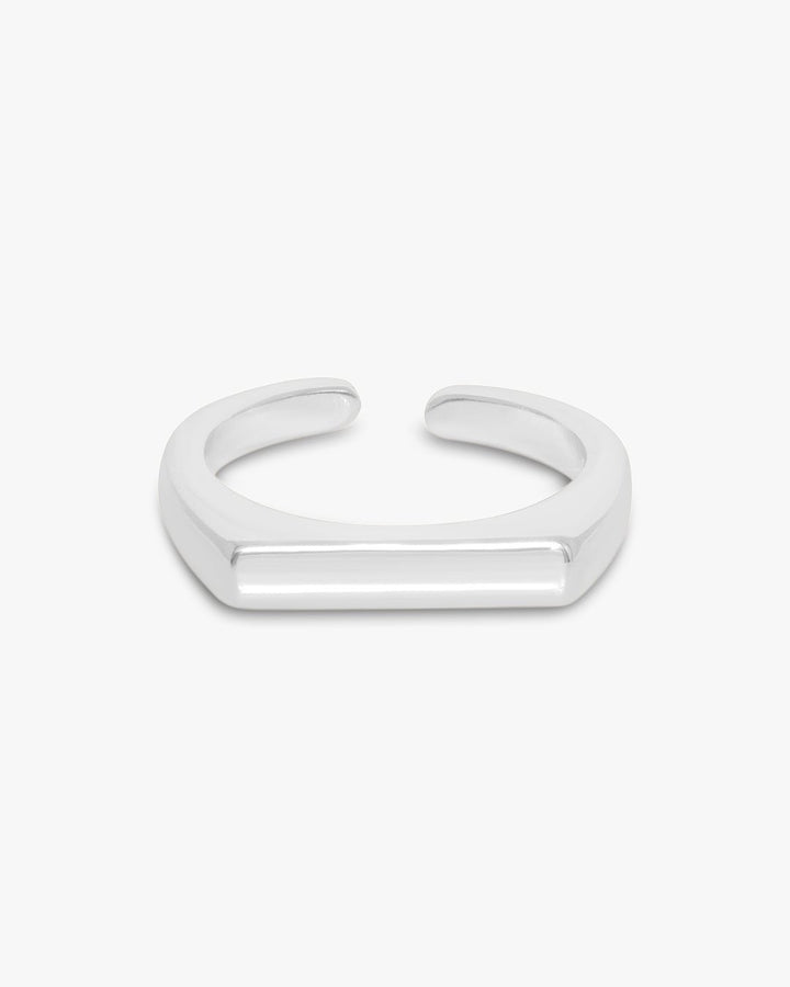 Filine Square Adjustable Ring - Silver Plated