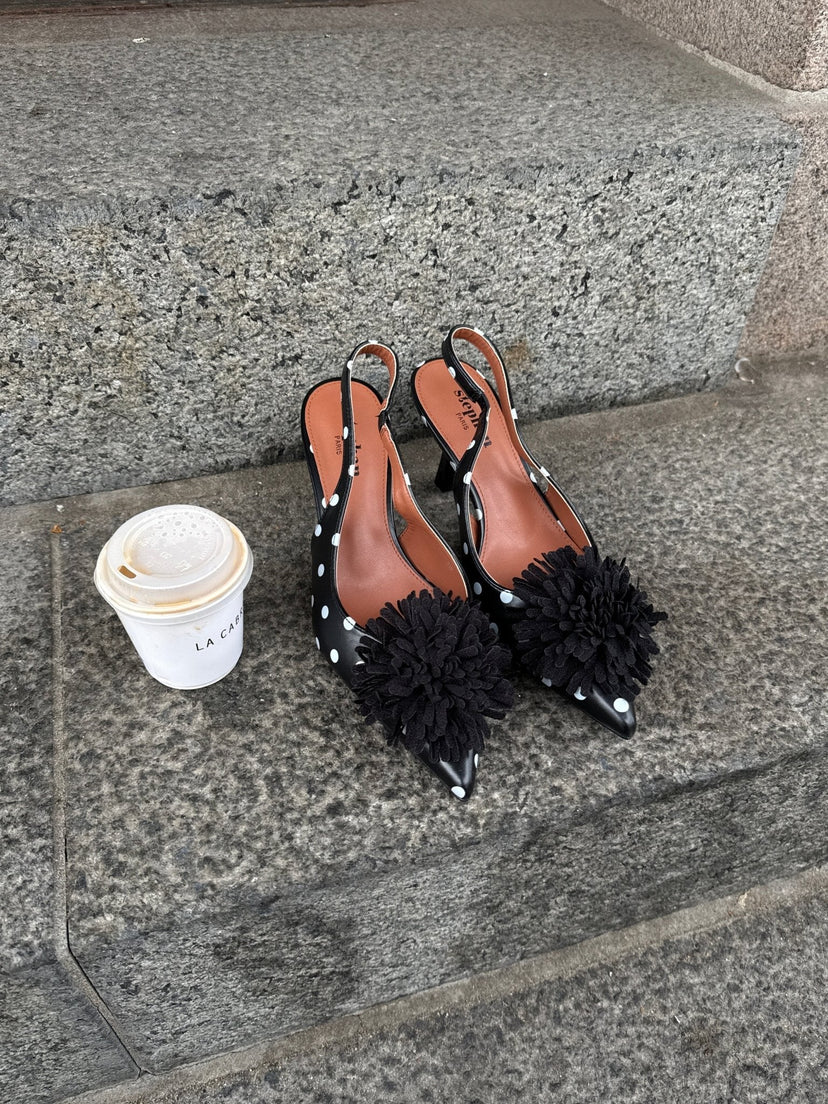 Laila Slingback - Black/White Dots