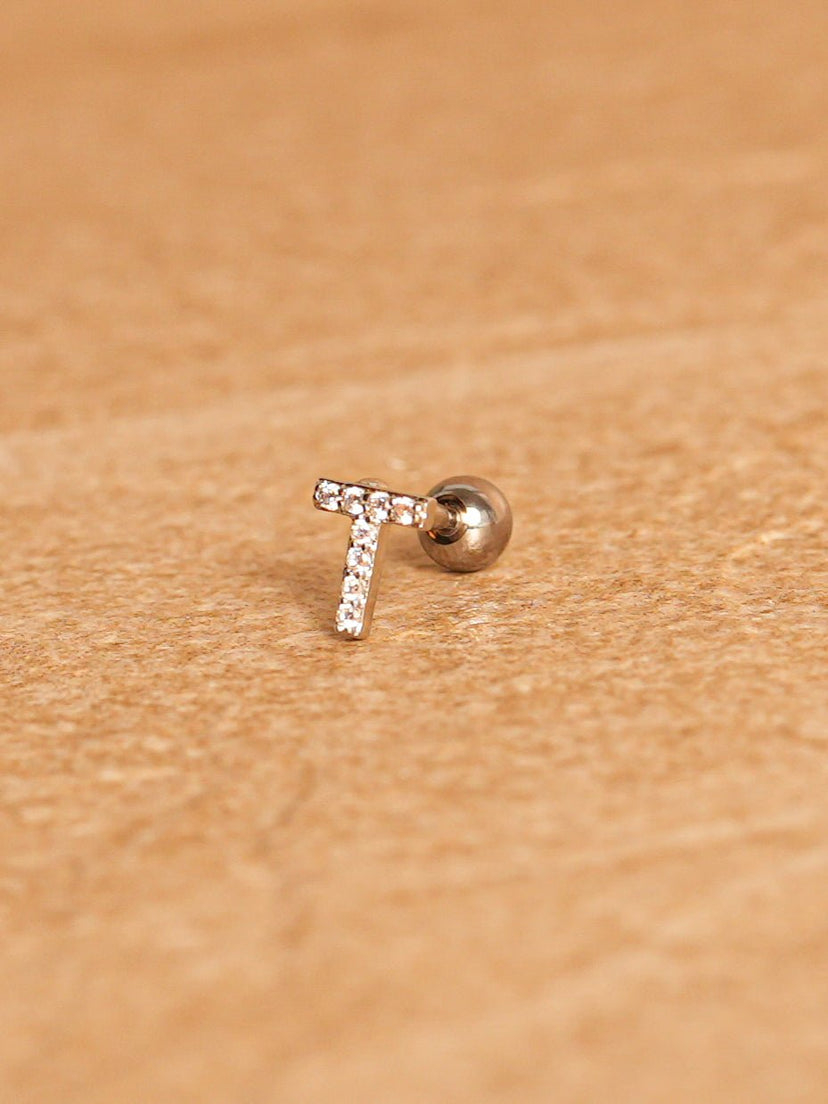 Letter Mini Earrings - Silver Plated