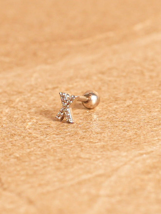 Letter Mini Earrings - Silver Plated