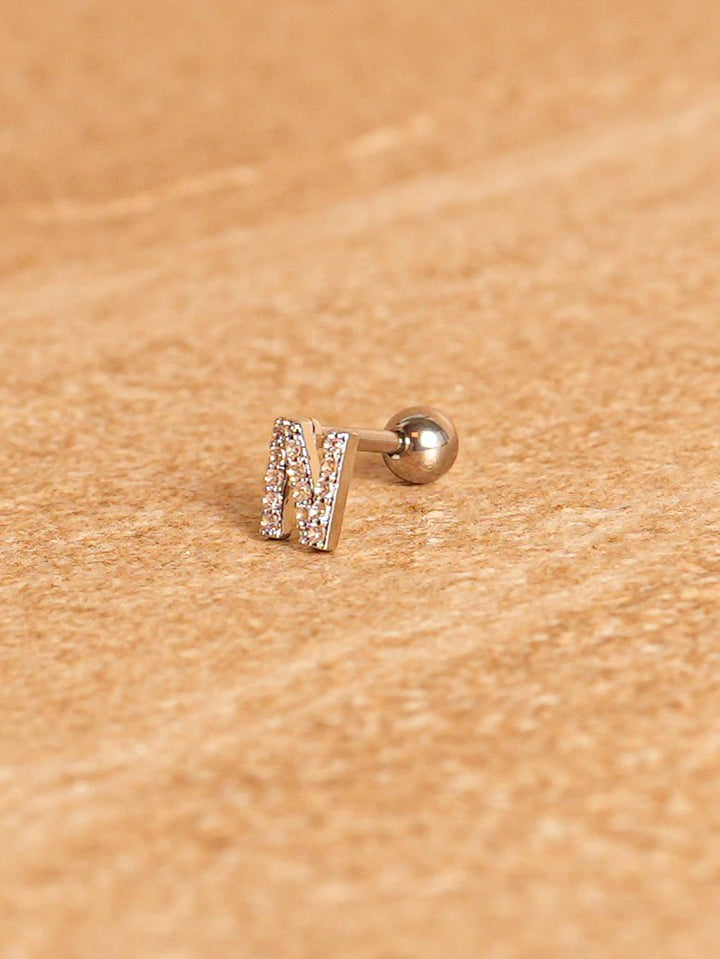 Letter Mini Earrings - Silver Plated