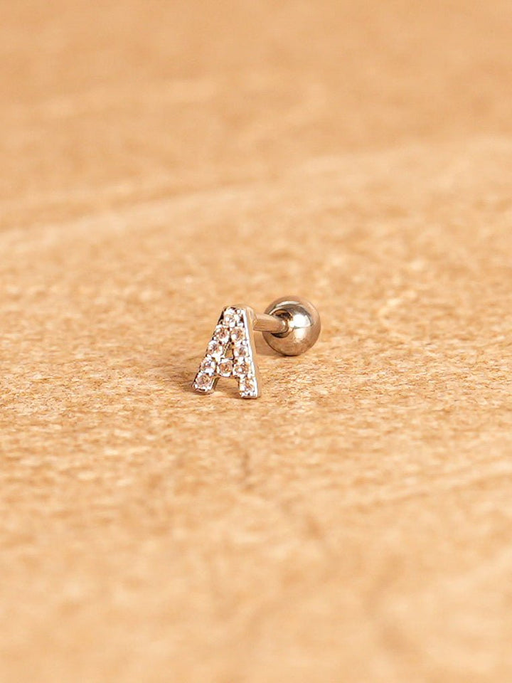Letter Mini Earrings - Silver Plated
